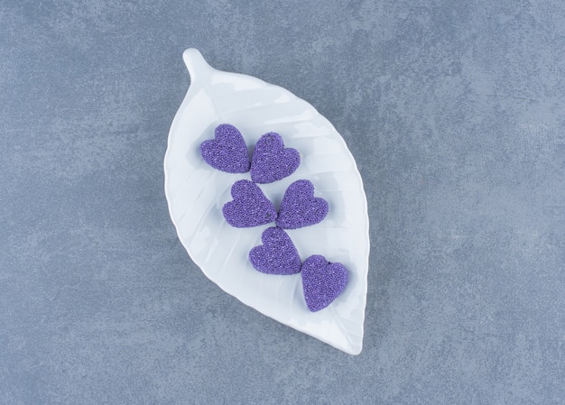 Sweet cookies on the plate , on the marble background. 