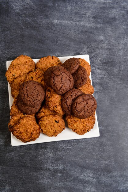 Sweet cookies on wooden table