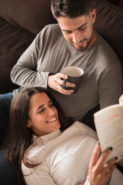 Sweet couple moments together at home