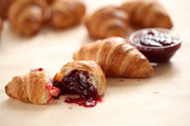 sweet croissants with berries