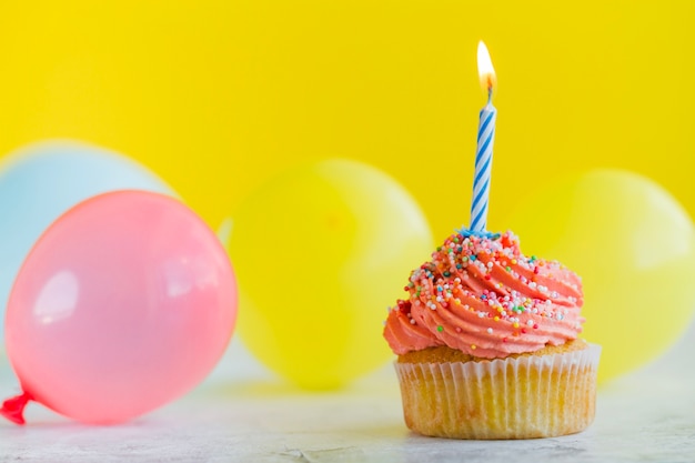 Sweet cupcake with candle