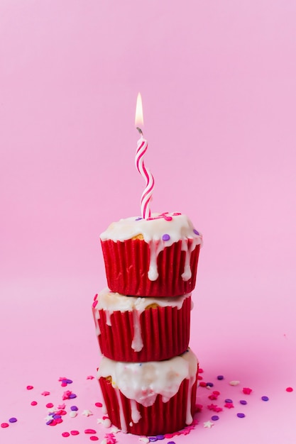 Sweet cupcakes with candle