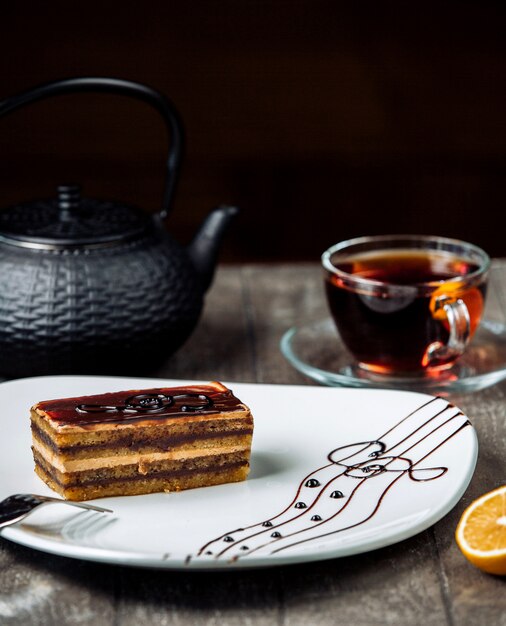 Sweet delight in the plate with black tea