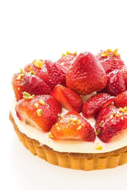 Free photo sweet dessert with strawberry on top of tart