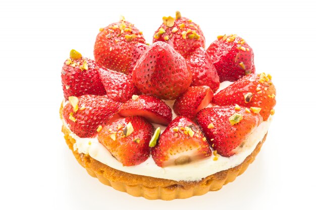 Sweet dessert with strawberry on top of tart