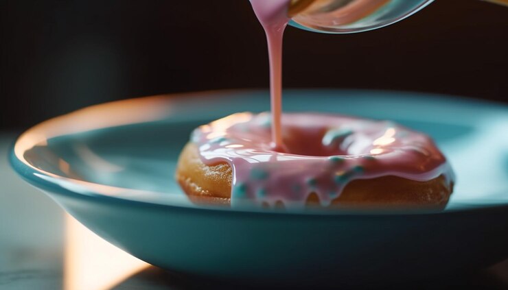 Free Photo sweet donut with chocolate icing and strawberry sauce generated by ai