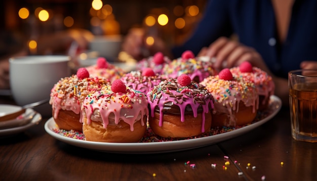 Foto gratuita decorazione del cibo dolce sulla tavola celebrazione del cioccolato gourmet generato dall'intelligenza artificiale