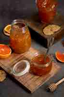 Free photo sweet homemade natural orange jam high view