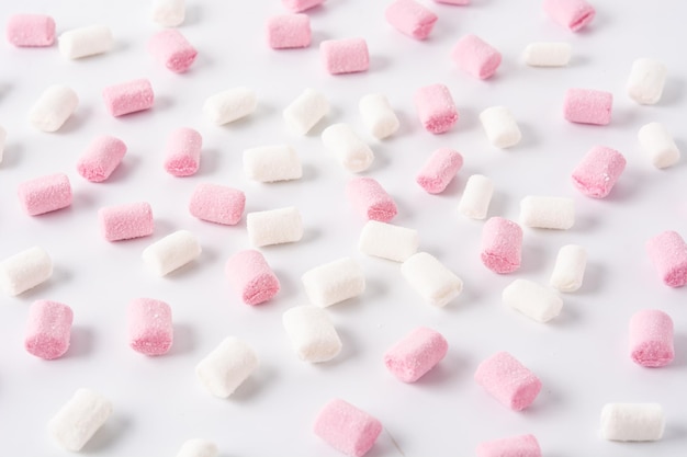 Sweet marshmallows topping isolated on white background