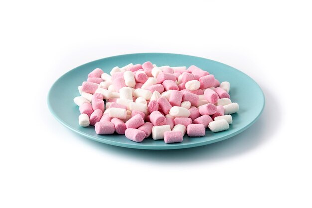 Sweet marshmallows topping isolated on white background