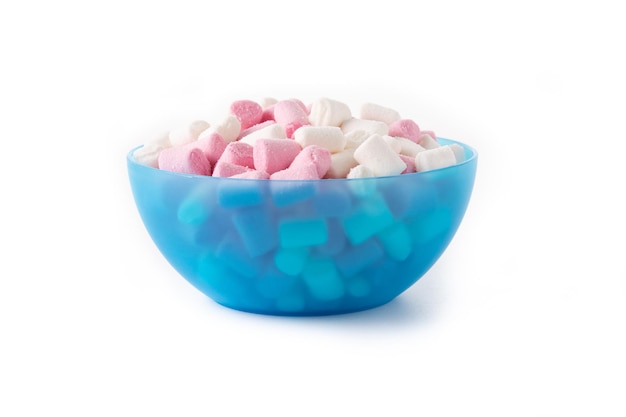 Sweet marshmallows topping isolated on white background