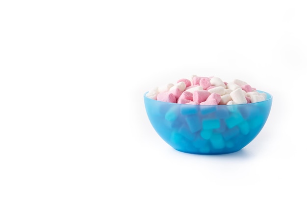 Sweet marshmallows topping isolated on white background