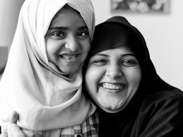 Free photo sweet muslim mother and daughter