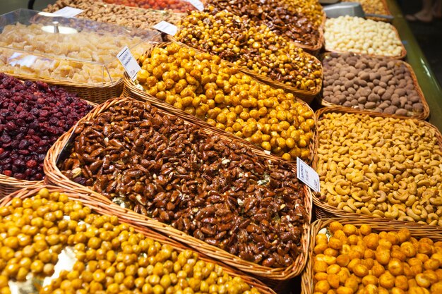 Sweet nuts on  counter