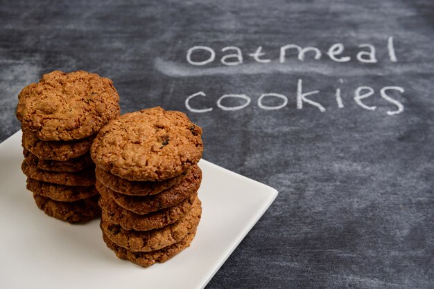 Sweet oatmeal cookies  in plate