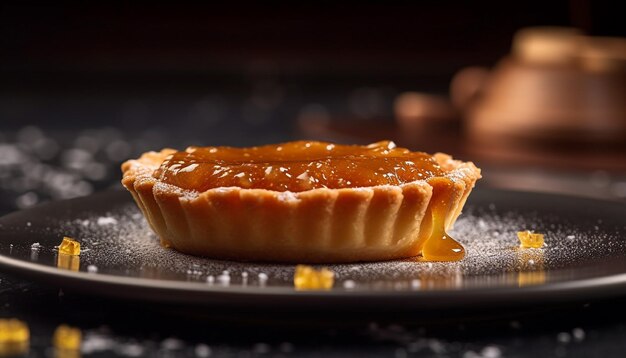 무료 사진 ai가 생성한 라즈베리 커스터드로 갓 구운 달콤한 파이