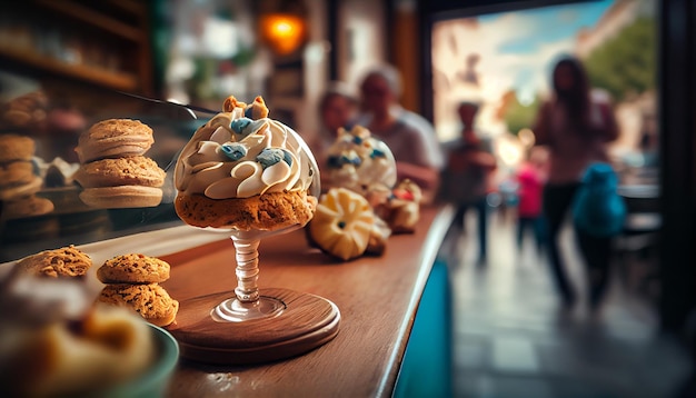 Foto gratuita dolci prelibatezze sul tavolo ornato alla festa generata dall'intelligenza artificiale