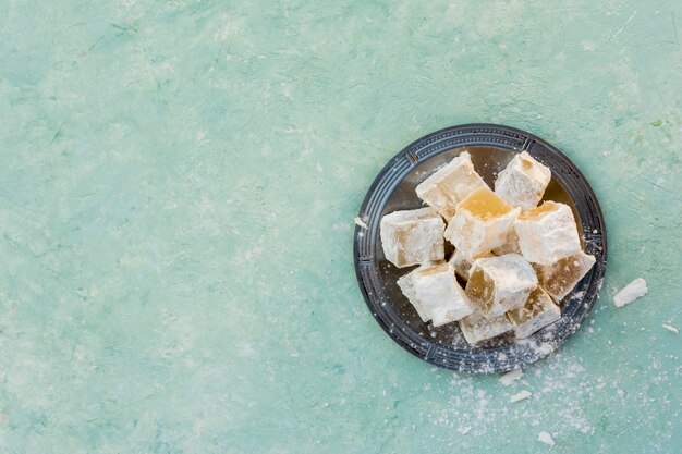 Sweet Turkish delight on plate