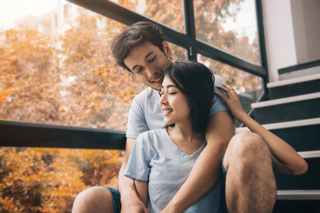 Sweet Young Couple in Romantic Moments