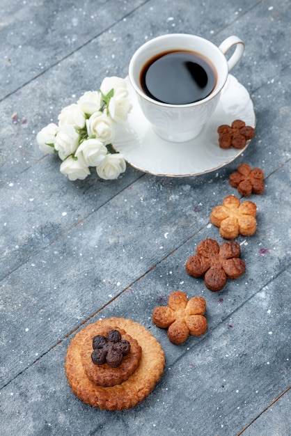 甘いおいしいクッキーと一杯のコーヒーグレー、クッキーシュガービスケットスイート