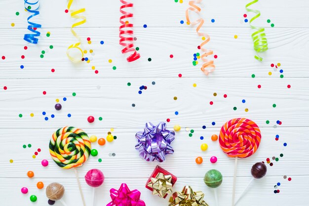 Sweets in colorful ribbons