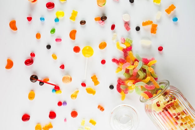 Free photo sweets spilled from jar