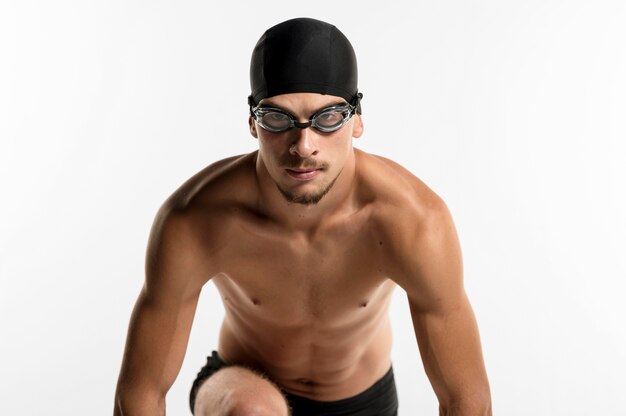 Swimmer getting ready for race