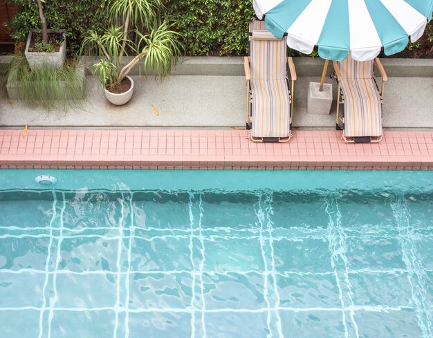 Swimming pool in summer time