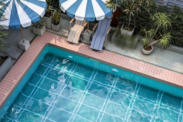 Swimming pool in summer time