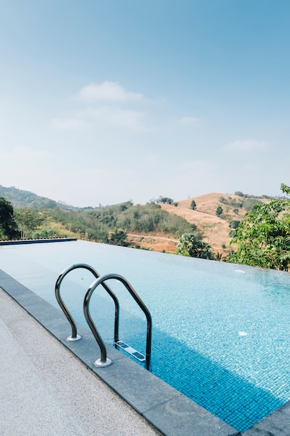 swimming pool with mountain