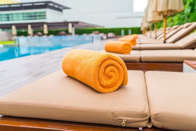 Swimming pool with relaxing seats .