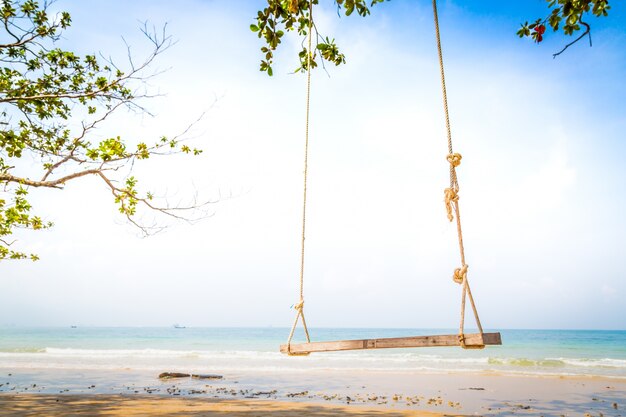 Swing with sea background