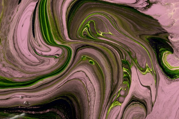 Swirl of green and pink paint