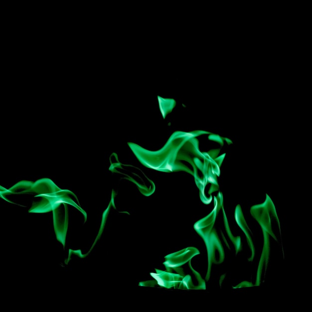 Swirling green flame