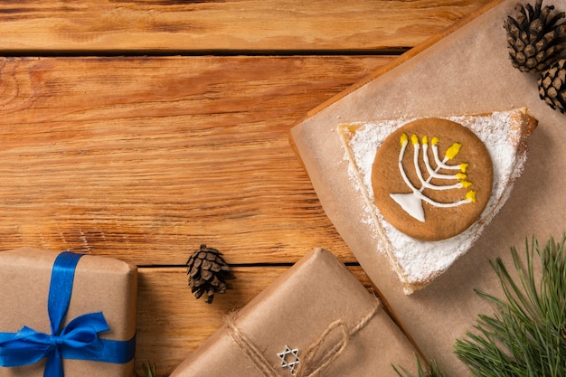 Symbol on pie traditional hanukkah jewish concept