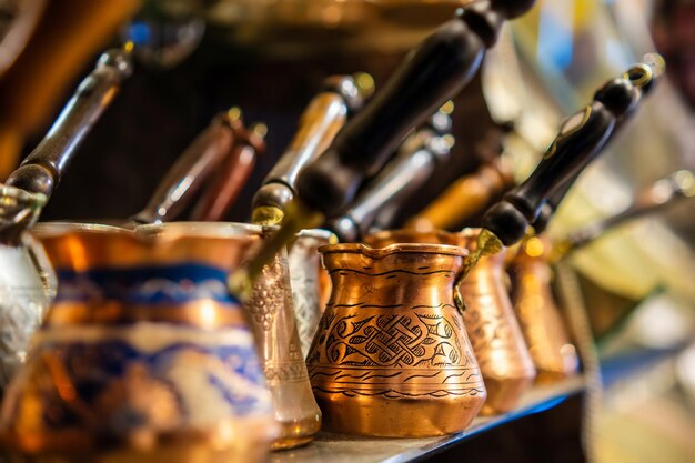 Symbolic turkish coffee pots from bronze