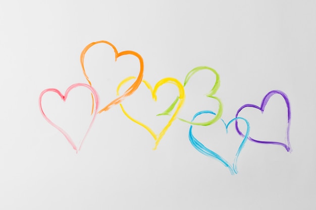 Symbols of heart in LGBT colors