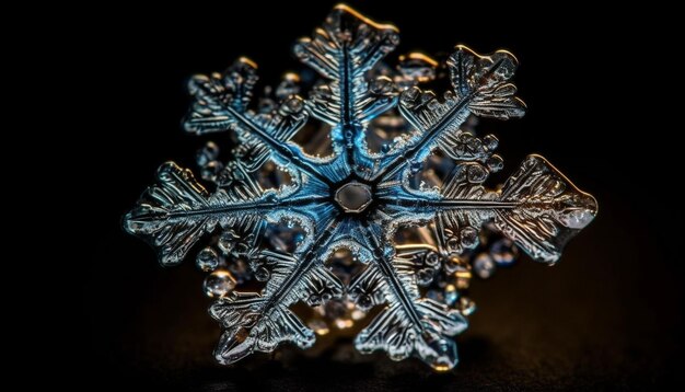 Бесплатное фото Симметричный праздник снежинки абстрактный ледяной дизайн орнамента, созданный ии