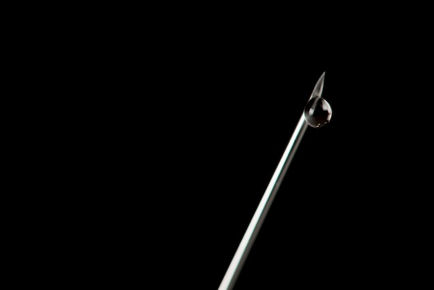 Syringe needle with drop