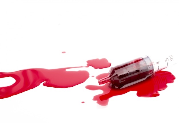 Syringe with blood