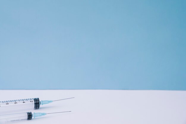 Syringes on the desk