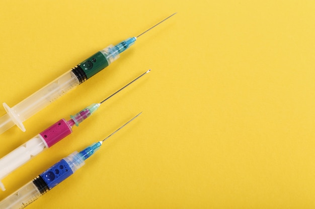 Syringes with colorful liquids