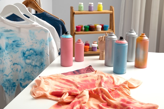 Foto gratuita t-shirt che dipinge natura morta all'interno