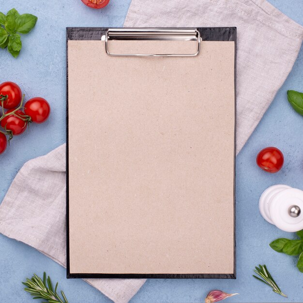 Table arrangement with clipboard beside