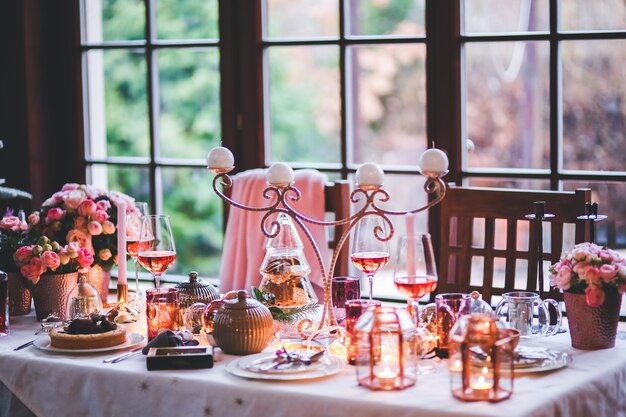 Table decorated for christmas