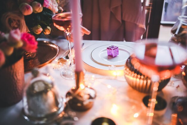 Table decorated for christmas