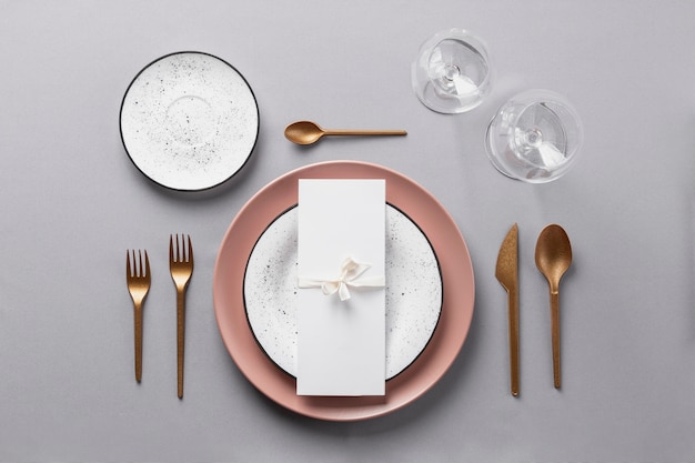 Table etiquette and dressing flat lay