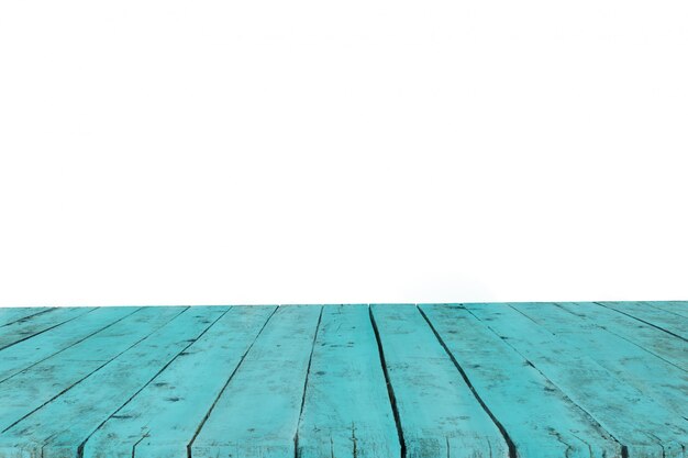 Table made with old turquoise planks without background