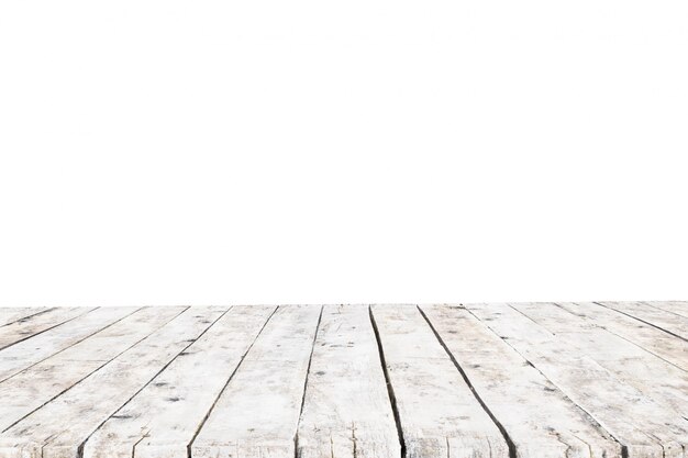 Table made with old white planks without background