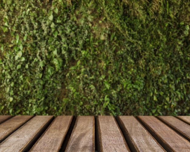 Table surface looking out to green grass